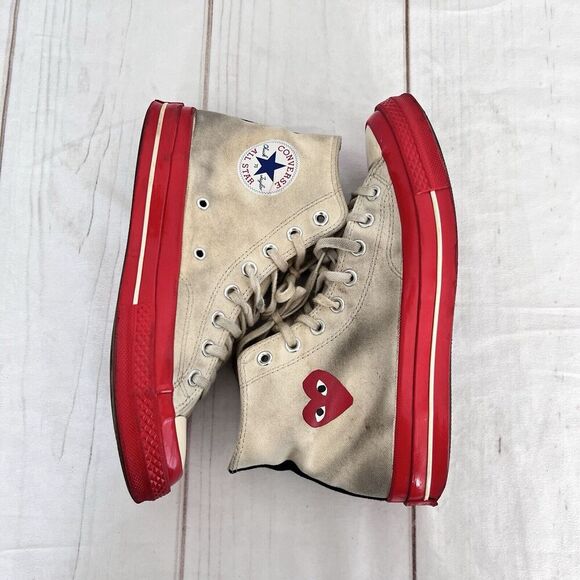 Converse Chuck Taylor X CDG Play All-Star 70 Hi Top Beige Red (A01794C) … - Picture 8 of 11